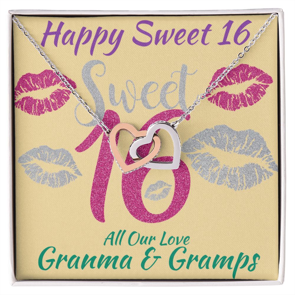 Two Hearts Interlocking Necklace, Jewelry, Gift, Sweet 16, Grandma, Gramps, Birthday - YERTIZZ.COM
