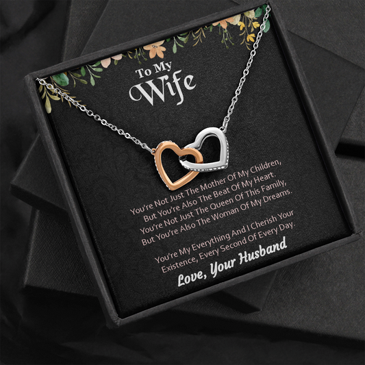 Mother's Day, Gift, Interlocking Hearts Necklace, To my wife, From husband, Jewelry, Hearts Pendant, Luxury Box, Mahogany box upgrade, Custom message card, Love, Your Husband