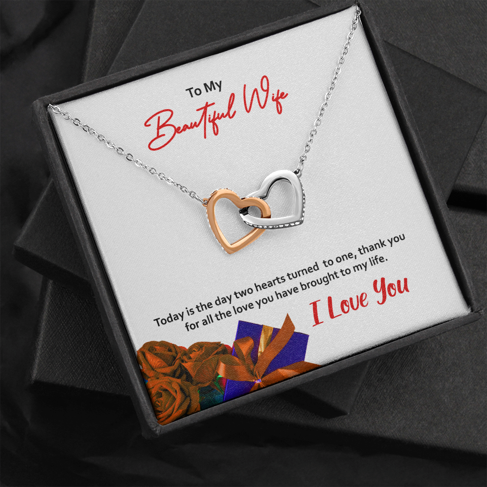 Two hearts Interlocklng, Necklace, Pendant, Love for him, her, Eternal Love
