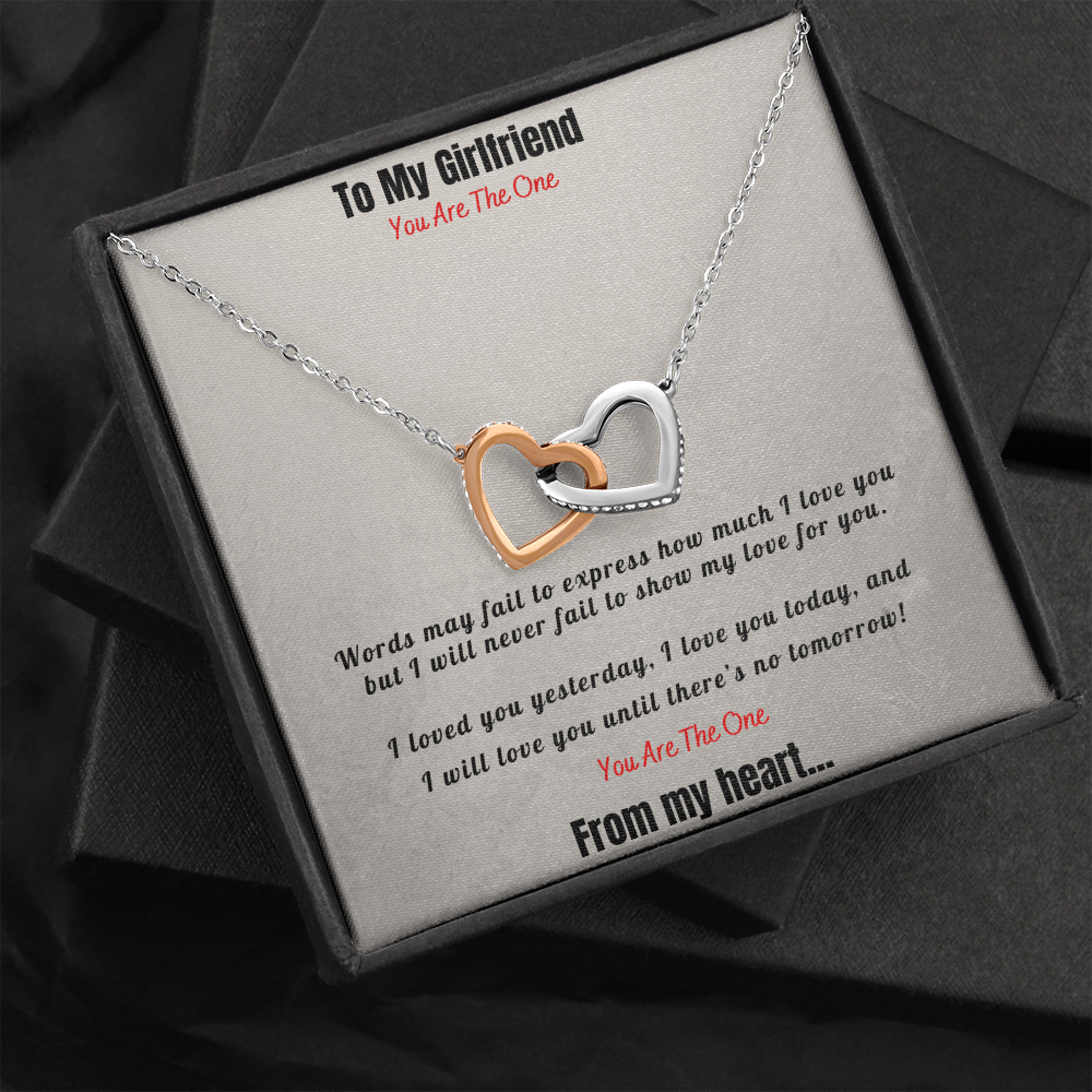 Interlocking Hearts Necklace, Girlfriend, To my Girlfriend, I love you, So happy your are my girlfriend, Be my girlfriend, Two Hearts, Love Hearts, Pendant, Necklace