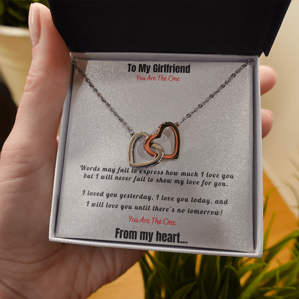 Interlocking Hearts Necklace, Girlfriend, To my Girlfriend, I love you, So happy your are my girlfriend, Be my girlfriend, Two Hearts, Love Hearts, Pendant, Necklace