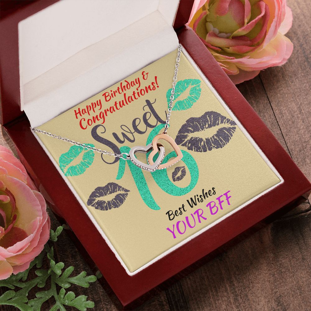 Two Hearts Interlocking Necklace, Jewelry, Gift, Sweet 16, BFF, Birthday - YERTIZZ.COM