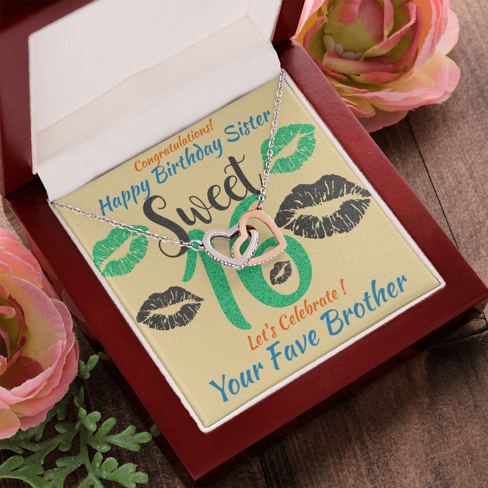 Two Hearts Interlocking Necklace, Jewelry, Gift, Sweet 16, Brother, Birthday - YERTIZZ.COM