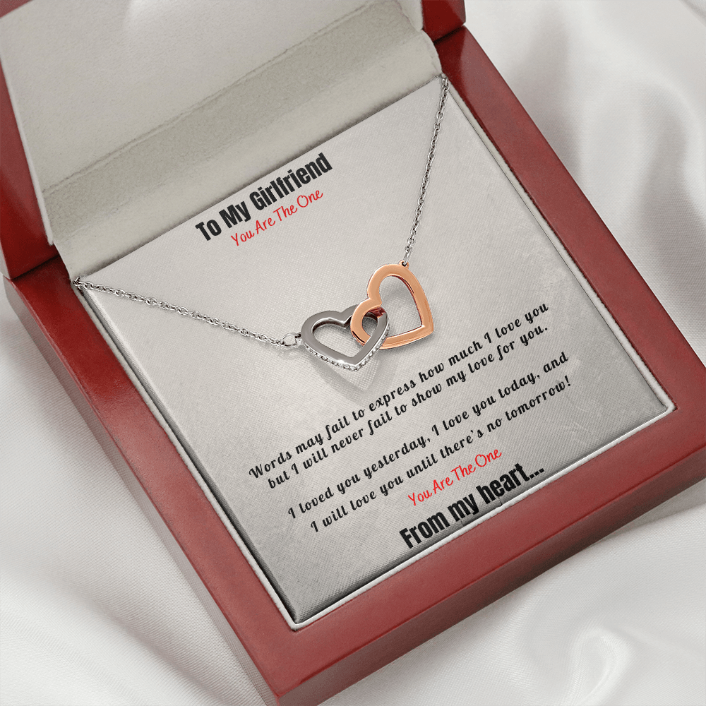 Interlocking Hearts Necklace, Girlfriend, To my Girlfriend, I love you, So happy your are my girlfriend, Be my girlfriend, Two Hearts, Love Hearts, Pendant, Necklace