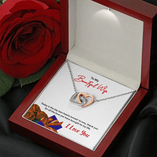 Two hearts Interlocklng, Necklace, Pendant, Love for him, her, Eternal Love