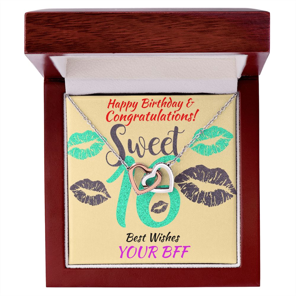 Two Hearts Interlocking Necklace, Jewelry, Gift, Sweet 16, BFF, Birthday - YERTIZZ.COM