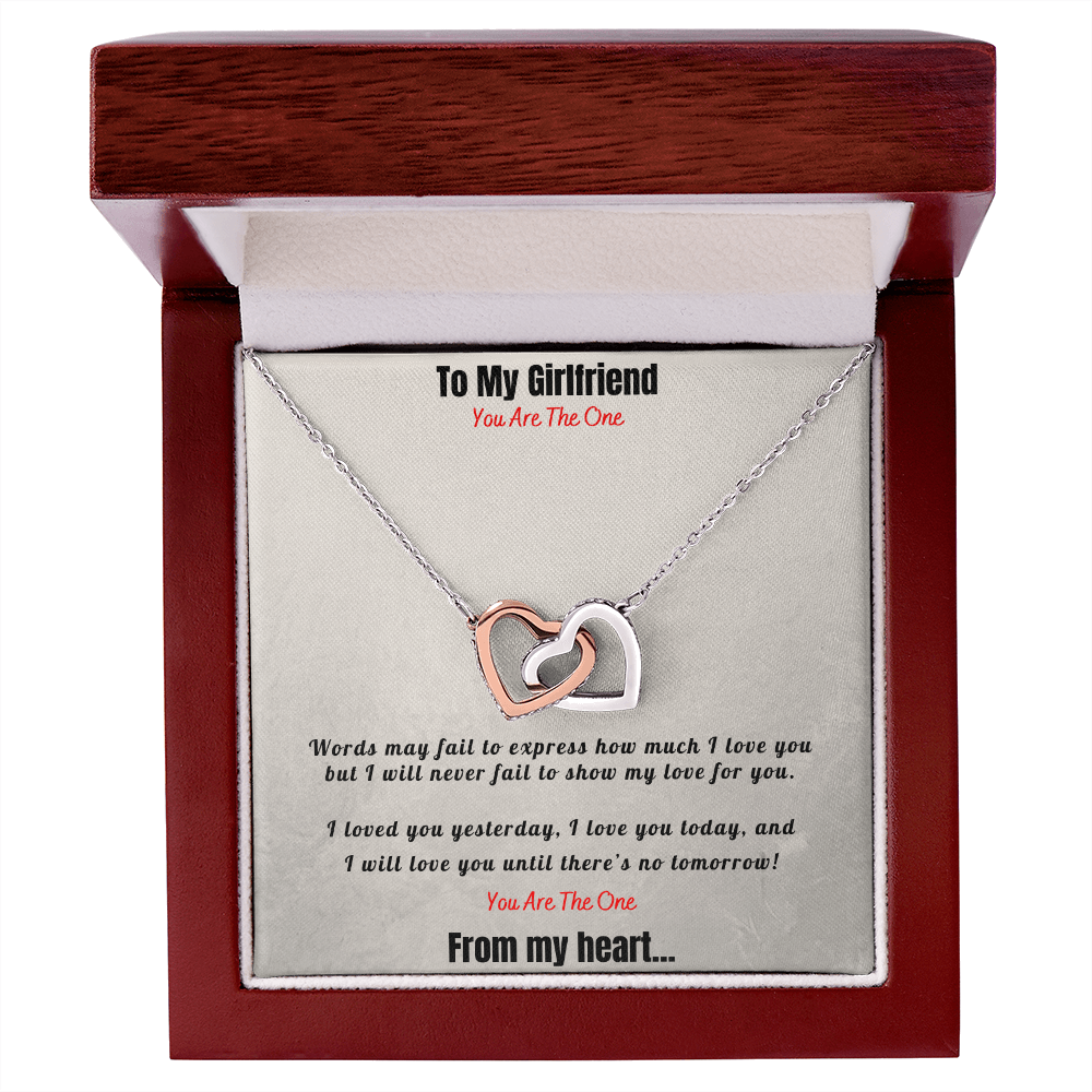 Interlocking Hearts Necklace, Girlfriend, To my Girlfriend, I love you, So happy your are my girlfriend, Be my girlfriend, Two Hearts, Love Hearts, Pendant, Necklace