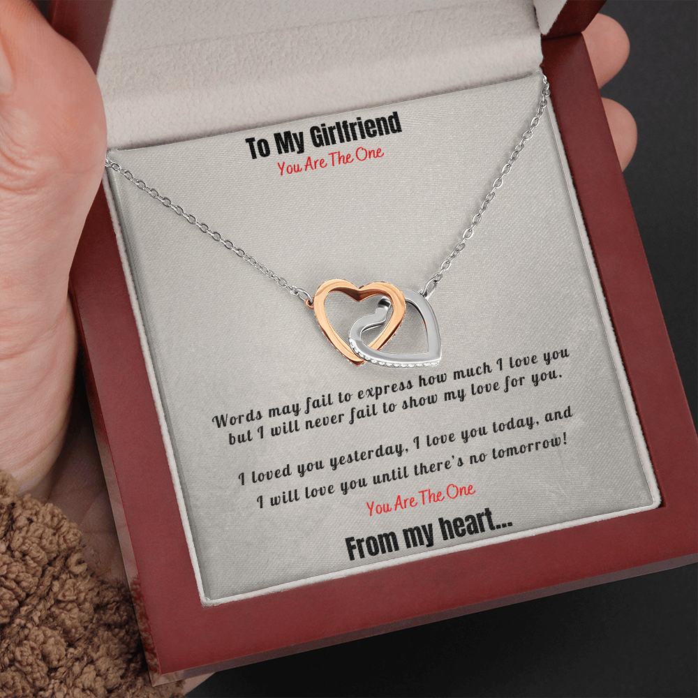 Interlocking Hearts Necklace, Girlfriend, To my Girlfriend, I love you, So happy your are my girlfriend, Be my girlfriend, Two Hearts, Love Hearts, Pendant, Necklace