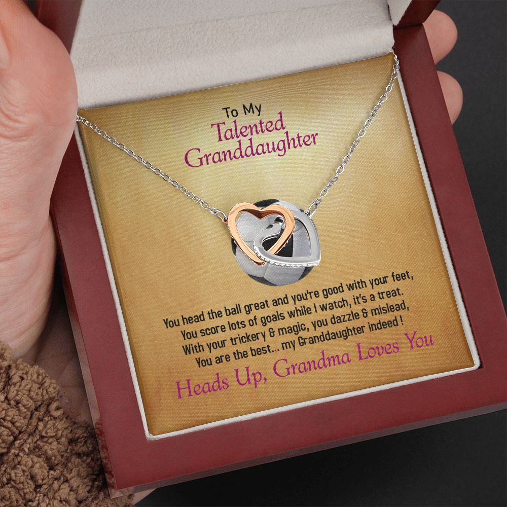 To My Talented Granddaughter-Grandma Loves You, Interlocking Hearts Necklace, Jewelry Gift - YERTIZZ.COM