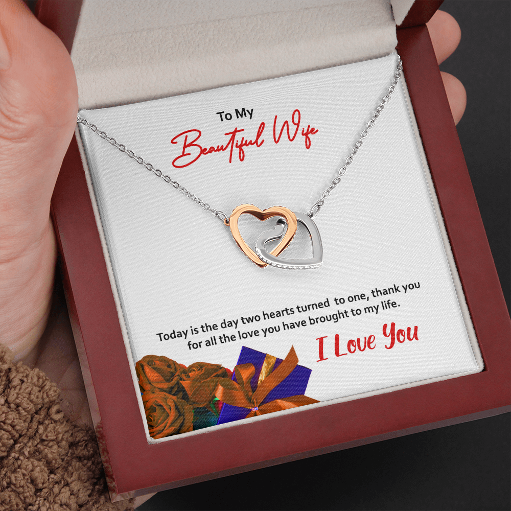 Two hearts Interlocklng, Necklace, Pendant, Love for him, her, Eternal Love