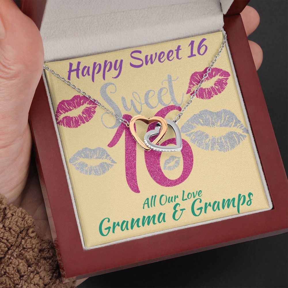 Two Hearts Interlocking Necklace, Jewelry, Gift, Sweet 16, Grandma, Gramps, Birthday - YERTIZZ.COM