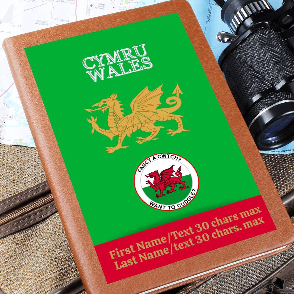 GREEN Personalized Vegan Leather Graphic Journal-CYMRU-WALES JOURNAL