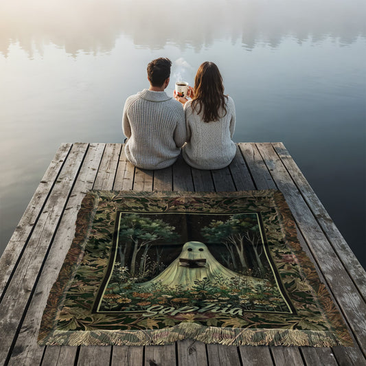 Spooky Ghost Reading Blanket – Halloween Cozy Throw for Home & Outdoor
