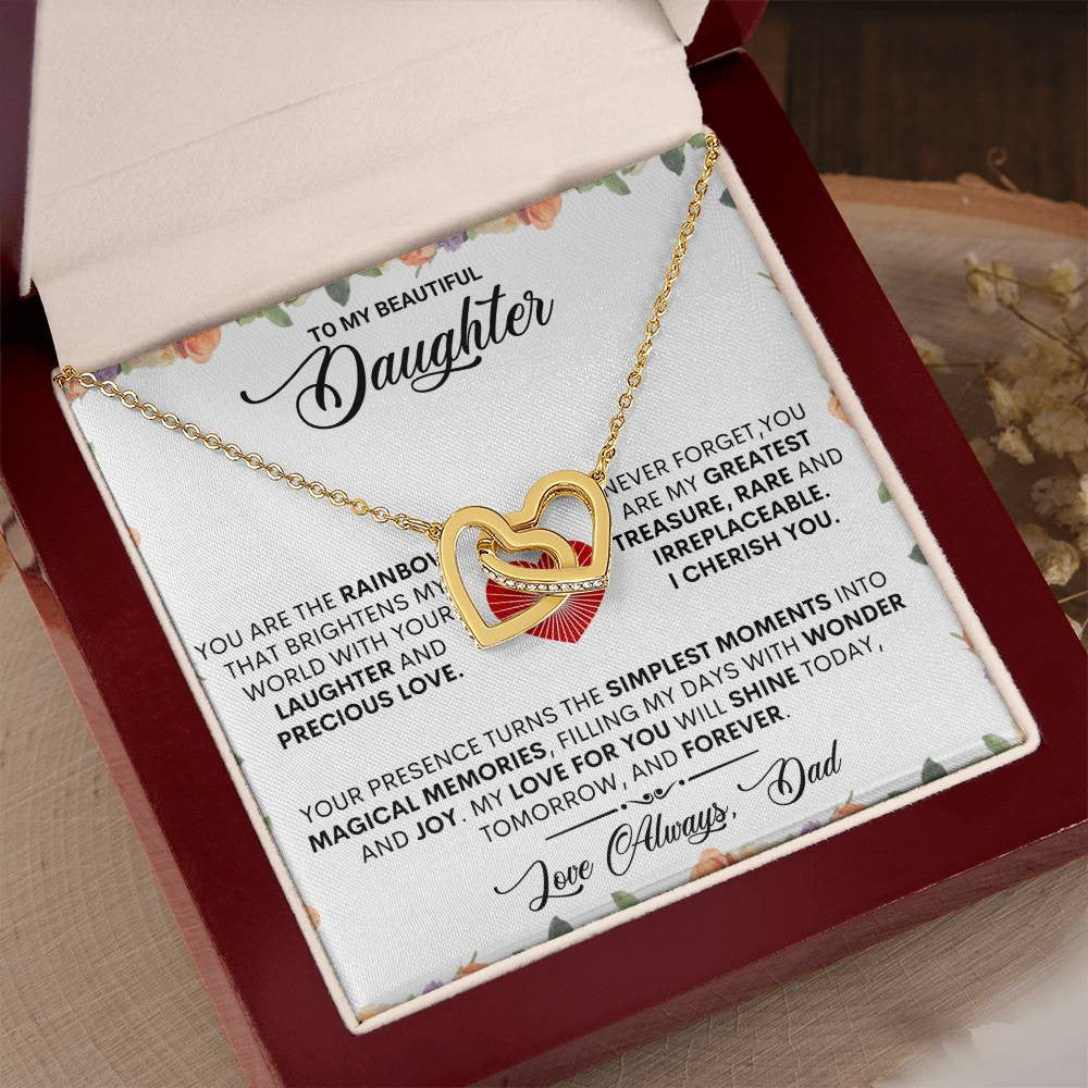 1 Interlocking Hearts Necklace-To Beautiful Daughter Love Dad