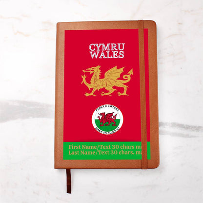 RED Personalized Vegan Leather Graphic Journal-CYMRU-WALES JOURNAL