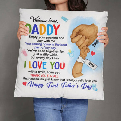 Personalized Happy First Father's Day From Baby Pillow !