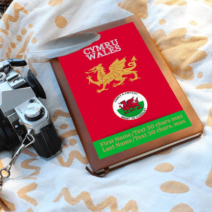 RED Personalized Vegan Leather Graphic Journal-CYMRU-WALES JOURNAL