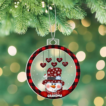 Personalized Grandma Ornament with 8 Names – Custom Family Christmas Ornament | Snowman Plaid Holiday Decoration 2025
