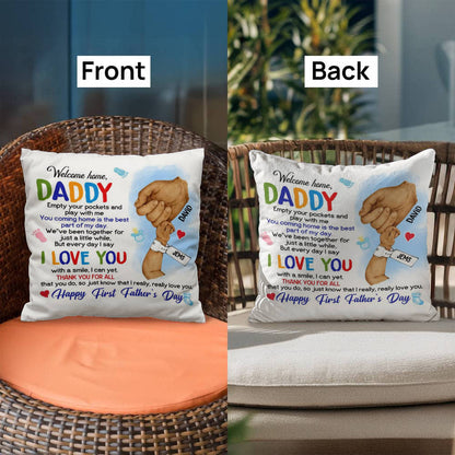 Personalized Happy First Father's Day From Baby Pillow !