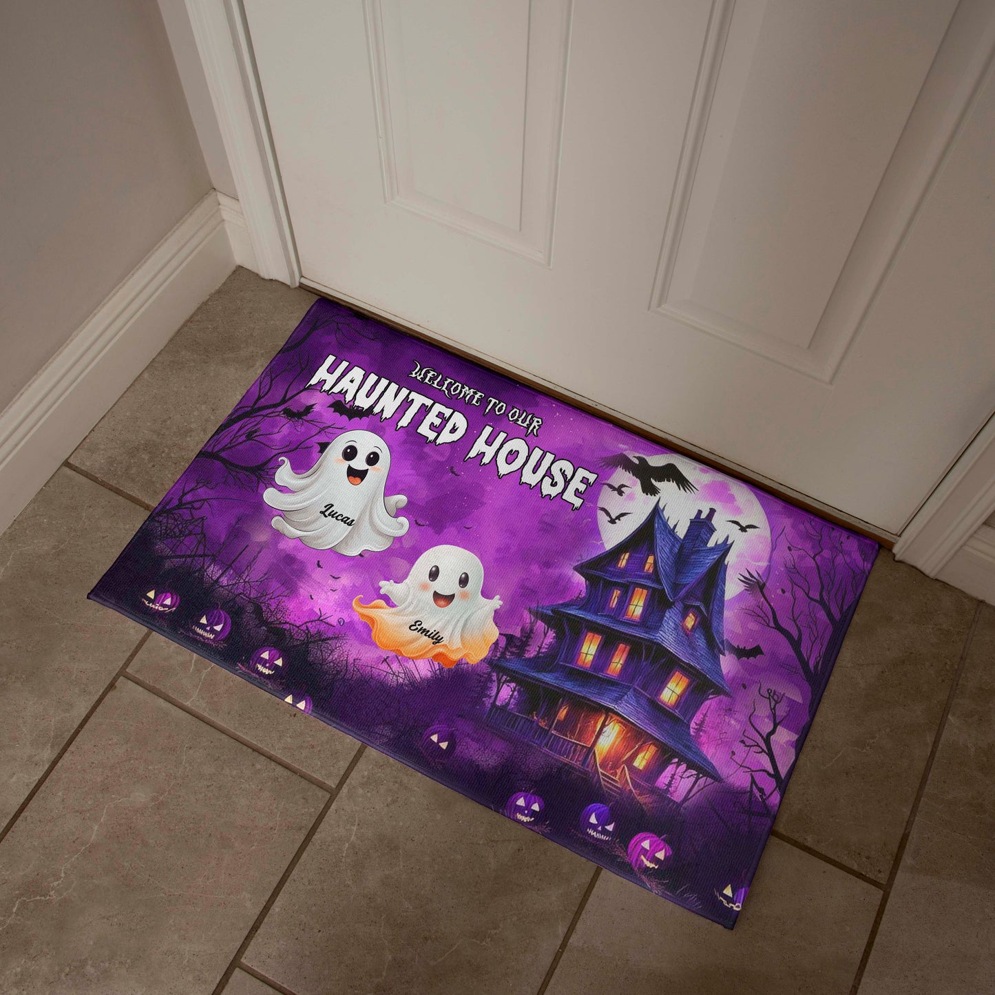 Welcome to Our Haunted House: A Spooky Family Greeting Mat !
