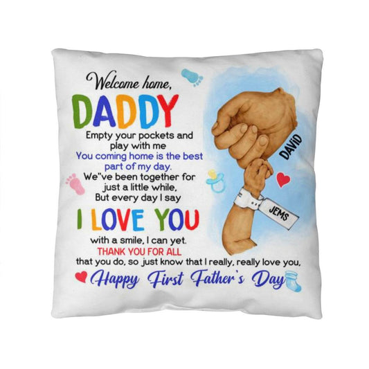 Personalized Happy First Father's Day From Baby Pillow !
