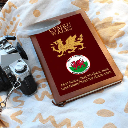 BURGUNDY Personalized Vegan Leather Graphic Journal-CYMRU-WALES JOURNAL