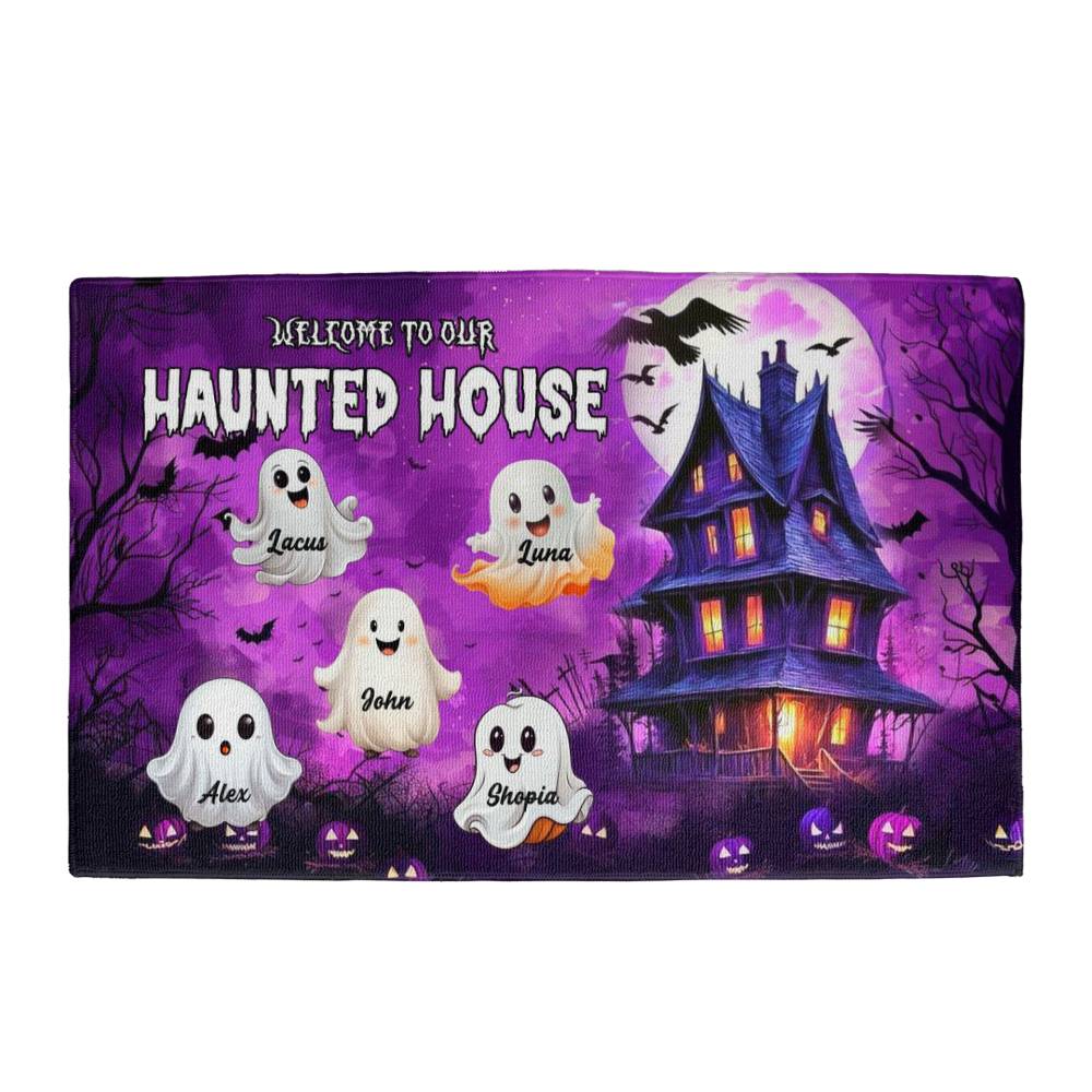 Welcome to Our Haunted House: A Spooky Family Greeting Mat !