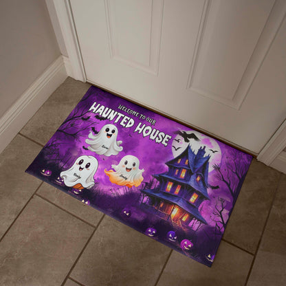 Welcome to Our Haunted House: A Spooky Family Greeting Mat !