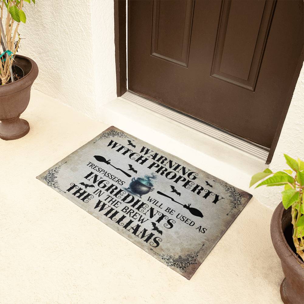 Warning Witch Property ! Halloween Welcome Mat