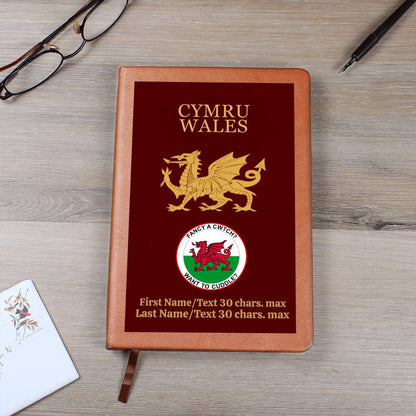 BURGUNDY Personalized Vegan Leather Graphic Journal-CYMRU-WALES JOURNAL