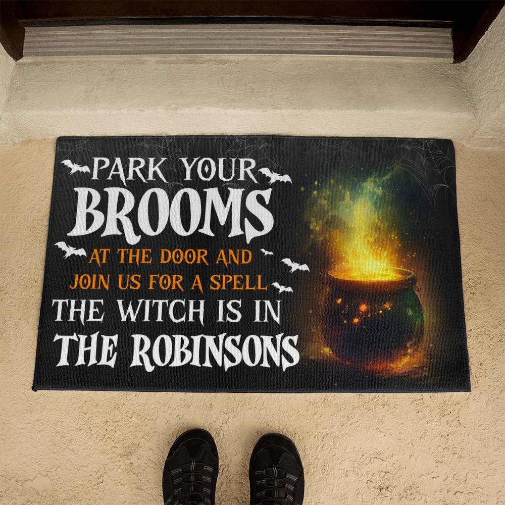 Park Your Brooms - Halloween Welcome Mat