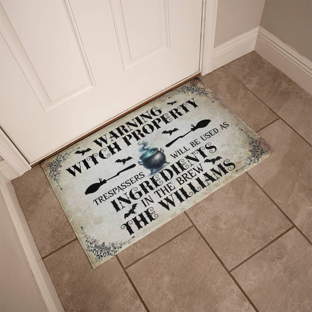 Warning Witch Property ! Halloween Welcome Mat