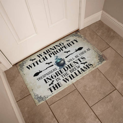 Warning Witch Property ! Halloween Welcome Mat