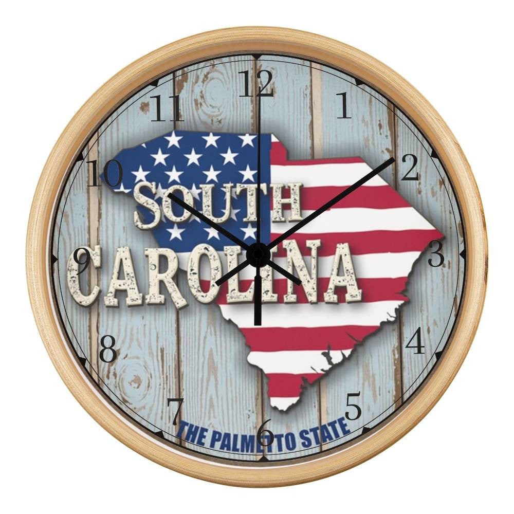 Palmetto State-South Carolina-Wooden Frame 10inch Wall Clock