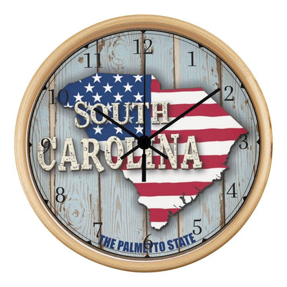 Palmetto State-South Carolina-Wooden Frame 10inch Wall Clock