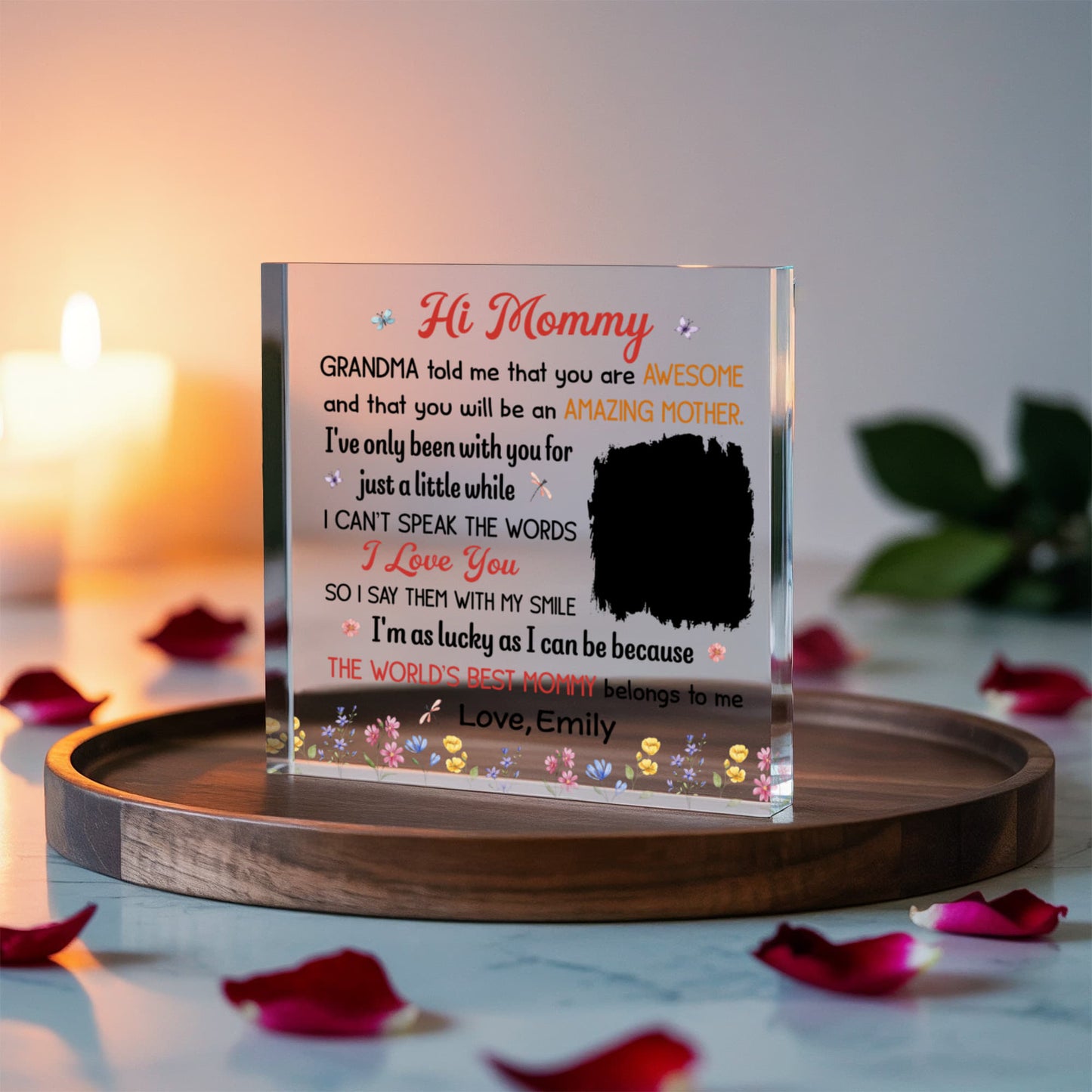 Personalized “Hi Mommy” Acrylic Block – Custom Photo & Name Gift from Baby, New Mom Gift, Mother’s Day Keepsake