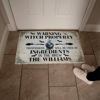 Warning Witch Property ! Halloween Welcome Mat
