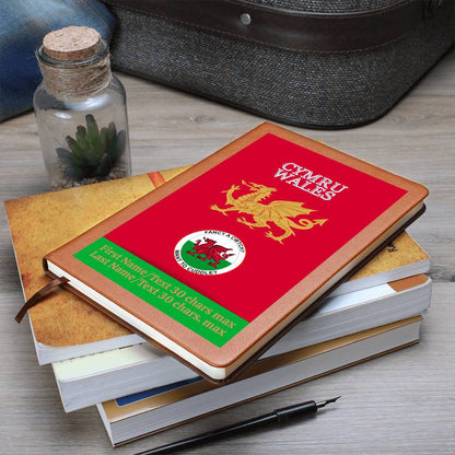 RED Personalized Vegan Leather Graphic Journal-CYMRU-WALES JOURNAL