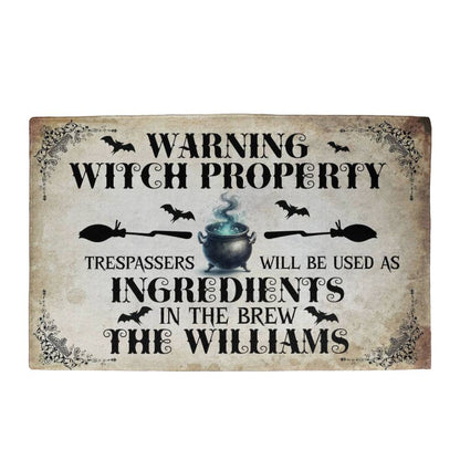 Warning Witch Property ! Halloween Welcome Mat