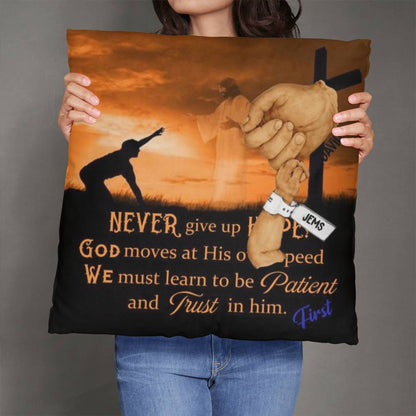Pillow-Never Give Up Cross x 1  Copy Personalized Happy First Father's Day From Baby Pillow !!
