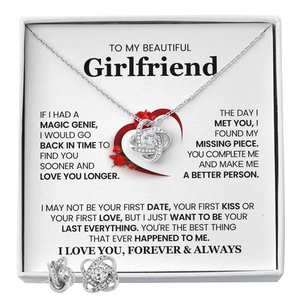 Love Knot Necklace and Earrings-To My Beautiful Girlfriend