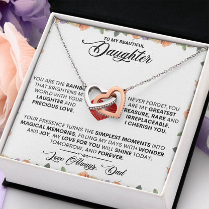 1 Interlocking Hearts Necklace-To Beautiful Daughter Love Dad