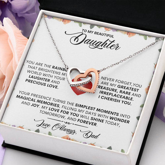 1 Interlocking Hearts Necklace-To Beautiful Daughter Love Dad