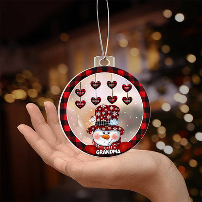 Personalized Grandma Ornament with 8 Names – Custom Family Christmas Ornament | Snowman Plaid Holiday Decoration 2025