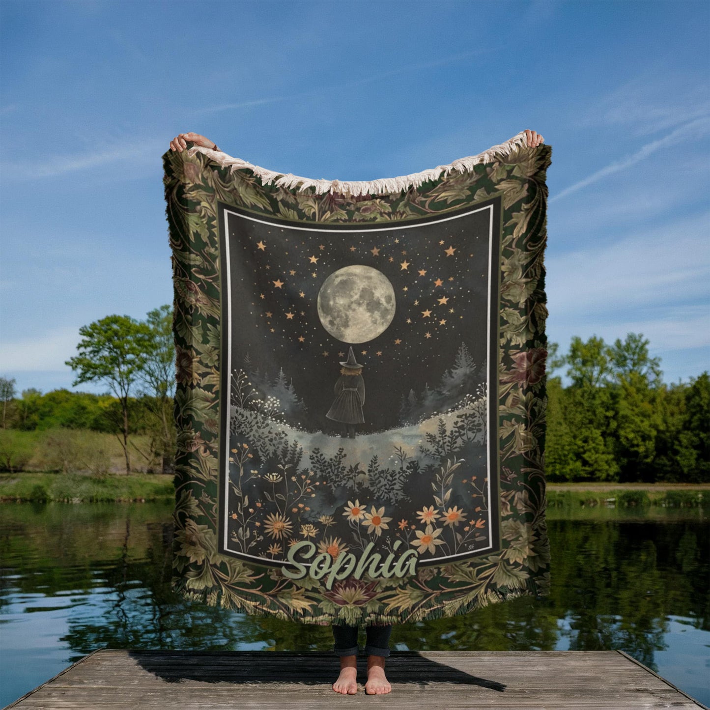 Witches Under the Moon Blanket – Mystical Halloween Starry Night Throw !