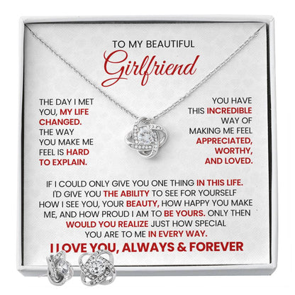 Love Knot Earrings and Necklace Set To Girlfriend