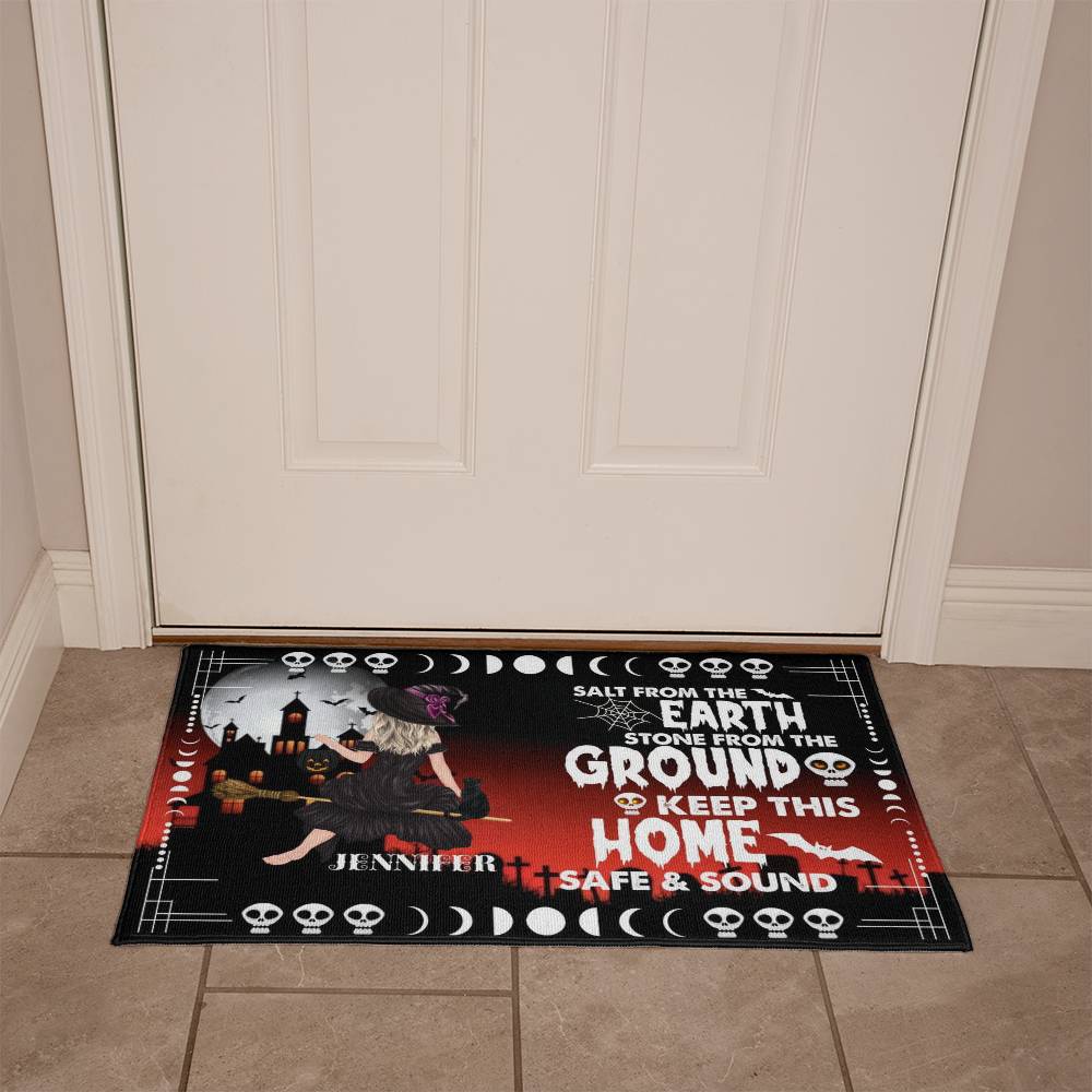 Haunted House Halloween Doormat – Spooky ‘Keep This Home Safe & Sound’ Design