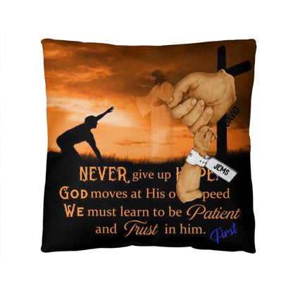 Pillow-Never Give Up Cross x 1  Copy Personalized Happy First Father's Day From Baby Pillow !!