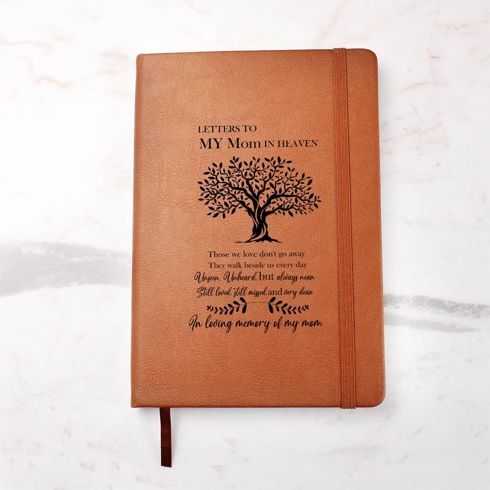Letters To My Mom In Heaven, Leather Graphic Journal Gift for Mom