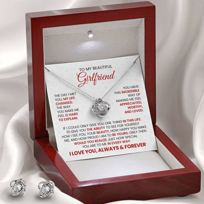 Love Knot Earrings and Necklace Set To Girlfriend
